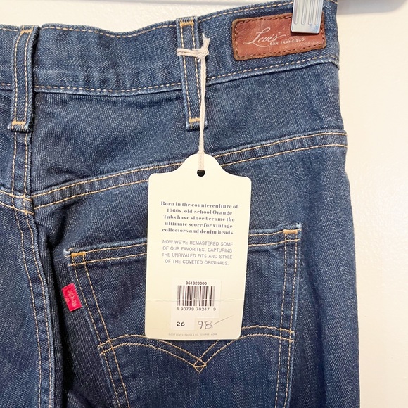 New Levi’s Vintage 70's Flare Mid Rise Jeans Dark Wash 26 - Picture 5 of 8